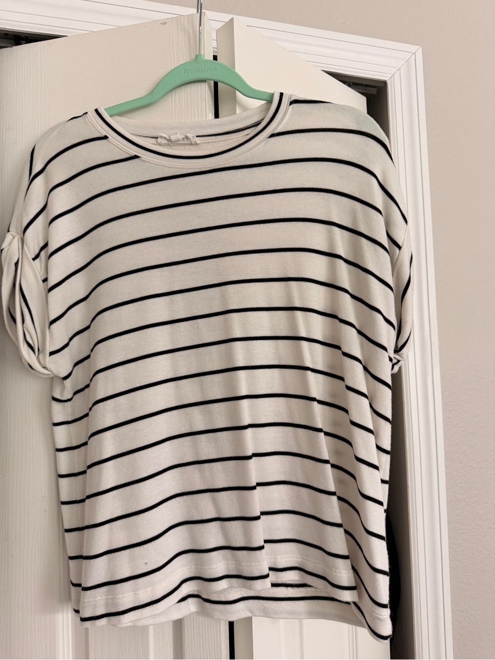 Splendid White Top with Black Stripes - Short Sleeve
